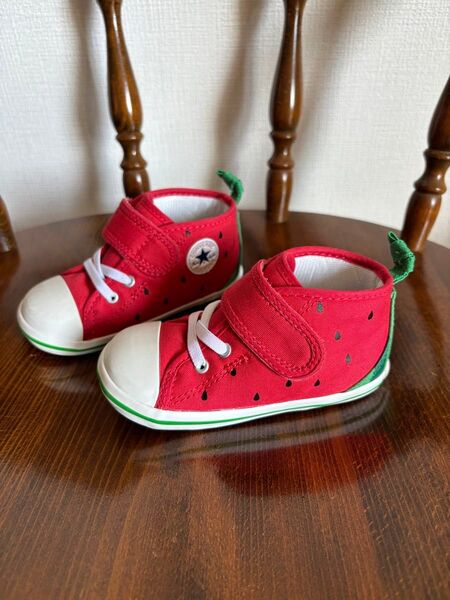 ☆最終お値下げしました☆CONVERSE ベビーシューズ スイカ柄 15cm 赤 スニーカー 数回使用のみ 現在も発売中