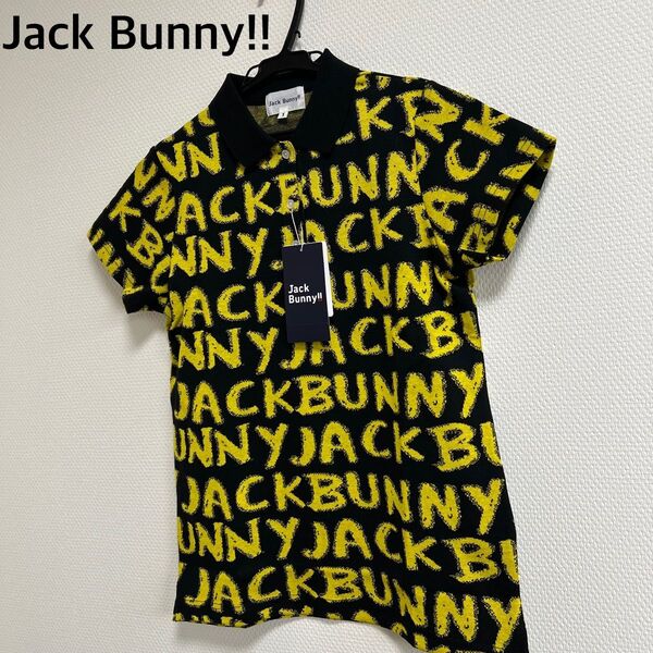 Jack Bunny!! ジャックバニー ゴルフウェア 半袖ポロシャツ 総柄ロゴ サイズ1 新品、未使用品