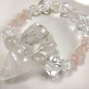 素粒水ビーズブレスレット ローズクォーツ