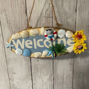 壁掛けインテリア Welcome サマー マリン ウェルカムボード ハンドメイド