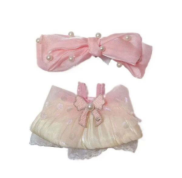 10cmぬいぐるみ用 着せ替え服 ぬい服 コスチューム ちびぬい服 推し活 ぬい活 桜祭り リース付きドレス 2点セット