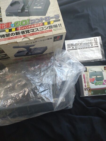 【動作未確認】 電車でGOコントローラ ワンハンドルタイプ PS 電車でGO2 ソフト プレイステーション TAITO 箱説付