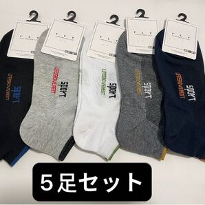 メンズ抗菌吸汗ソックス5足セット スポーツ靴下 綿85% 吸汗 おしゃれ