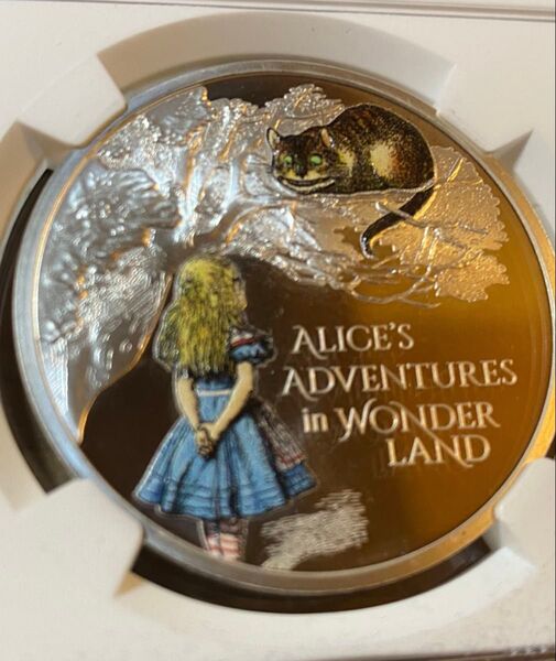 2021年 英国 2ポンド銀貨「不思議の国のアリス」PF70 Ultra Cameo【初期出荷・カラー仕上げ】NGC鑑定品
