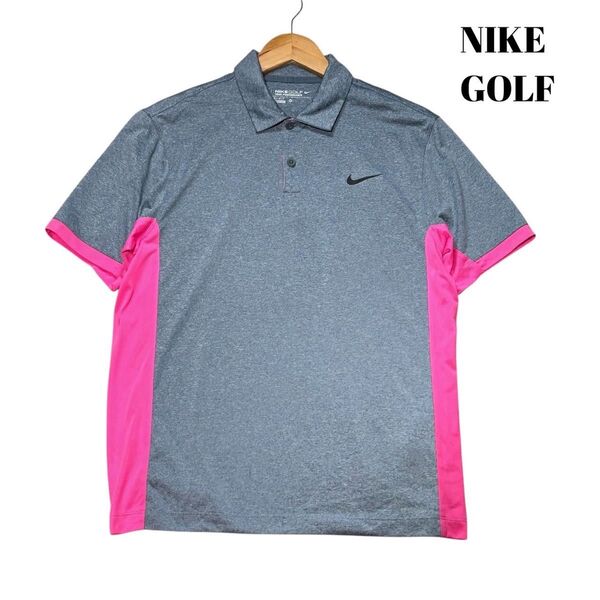 【Mサイズ 】NIKEGOLF ナイキゴルフ メンズ ポロシャツ グレー灰色 ゴルフウェア 速乾 ドライフィット