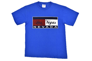 S-9672★送料無料★Las Vegas NEVADA ラスベガス ネバダ州★ブルー青色 ビッグプリント 半袖Ｔシャツ Ｓ