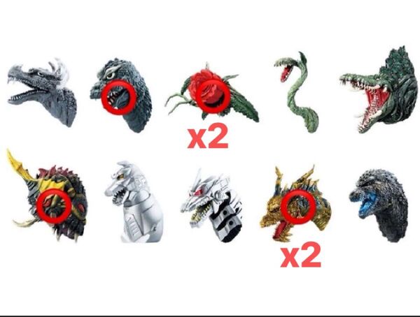 一番くじ ゴジラ 70th Anniversary E賞 モンスターヘッドマグネット 全4種 計6点セット 内袋未開封品