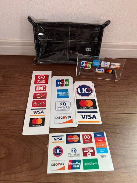 未使用 JCBキャッシュトレー、アクリルスタンド ステッカー クレジットカード VISA マスター UC 店舗