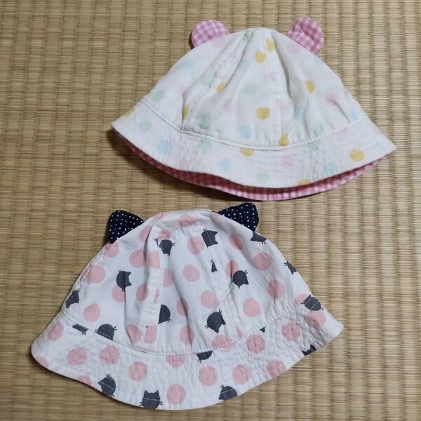 帽子 耳付き クマ ネコ 水玉 46cm 48cm
