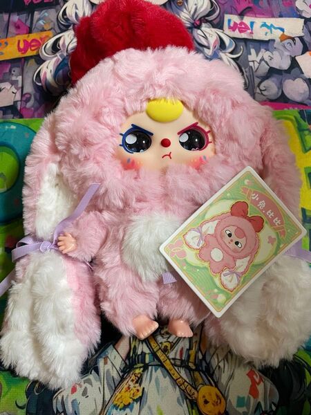 Baby three ベイビースリー おかえりうさぎシリーズ 特別目 オッドアイ ピンクぬいぐるみ