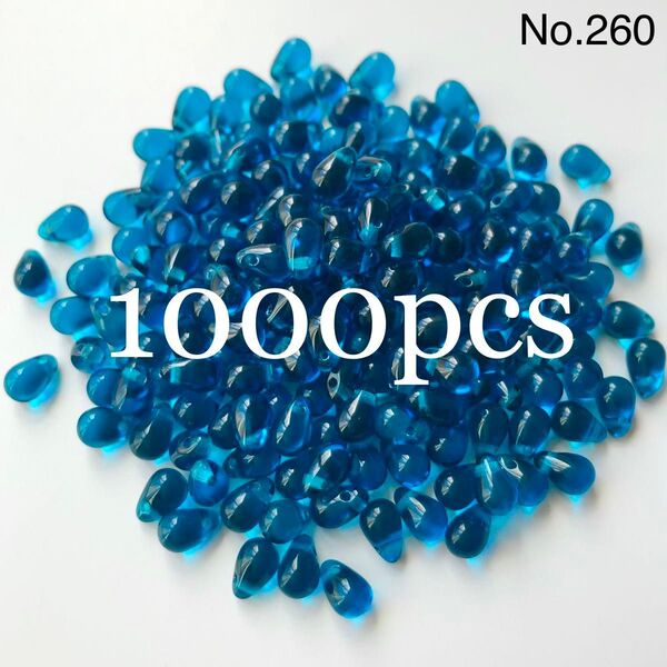 No.460 チェコビーズ 約4×6mm ミニドロップ カプリブルー 約1000個