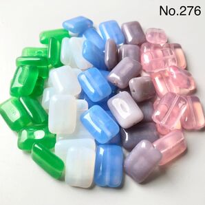 No.276 チェコビーズ フラットレクタングル 約12×8mm 10個×5種 計50個 ミルキーカラーMIX