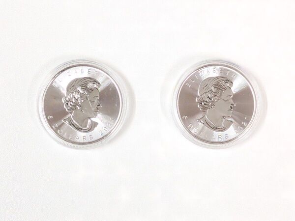 カナダ メープルリーフ銀貨 1oz 5ドル 2021年 2枚セット