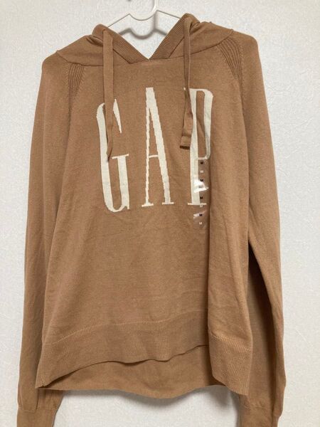 新品未使用 タグ付き GAP レディース Mサイズ コットンニットパーカー 薄手ニット素材 ブラウン