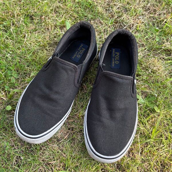 POLO RALPH LAUREN ポロ ラルフローレン スリッポン 黒 ブラック 23.5cm