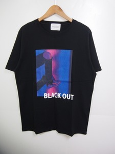 美品19SS MADDICTマディクト BLACK OUT プリント Tシャツ 半袖カットソー 黒910J