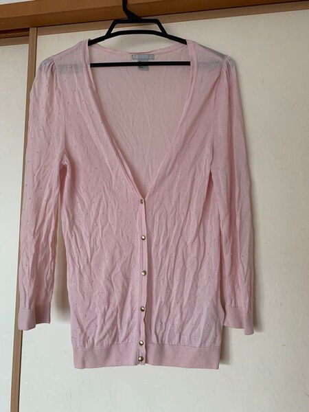 H&M 薄手カーディガン UVカット ピンク L