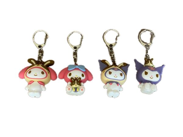 4個セット 新品未使用 サンリオ sanrio 立体ラバーキーホルダー クロミちゃん KUROMI マイメロディ マイメロ 宇佐美