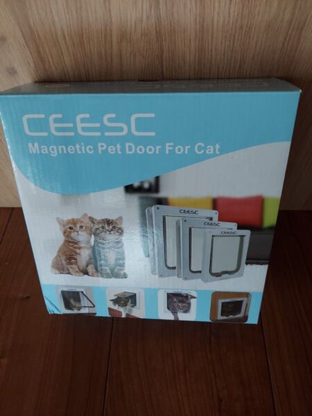 CEESC 4WAY ペットドア 小型 犬 猫 ペット出入り口 ドア 勝手口 扉 冷暖房対策 日本語取扱説明書付き(ホワイト