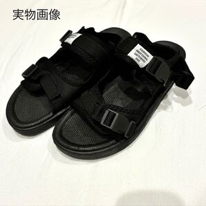 27.5㎝ スポーツサンダル メンズ ブラック アウトドア サンダル 黒 マジックテープ バックル 夏 旅行 海 新品 未使用