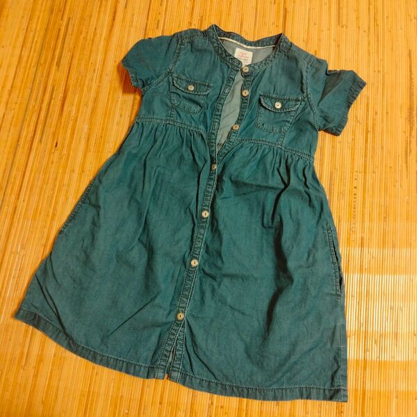 UNIQLO ユニクロ Girl's Authentic 130 デニム 半袖ボタンワンピース 綿100%