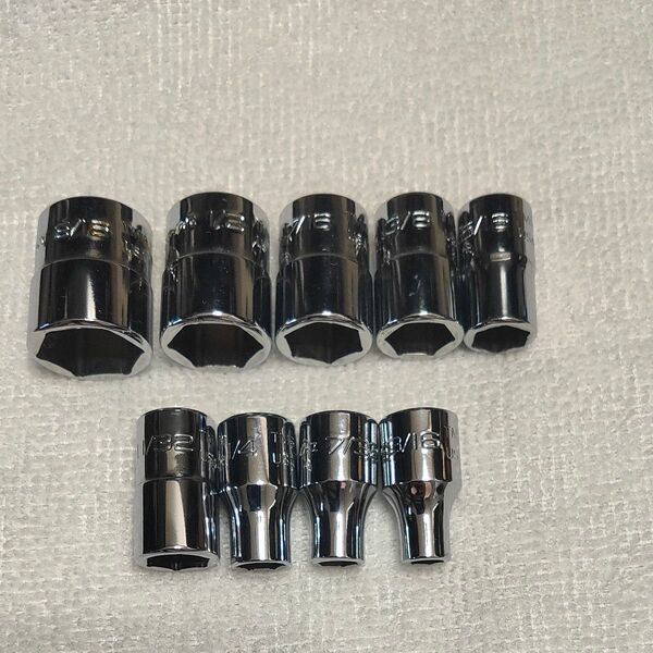 Snap-on スナップオンインチサイズ 1/4インチソケットレンチ 9個セット