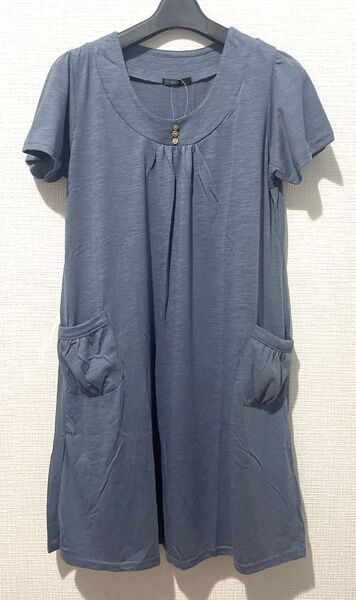 グレーのポケット付きワンピース M-Lサイズ新品タグ付き