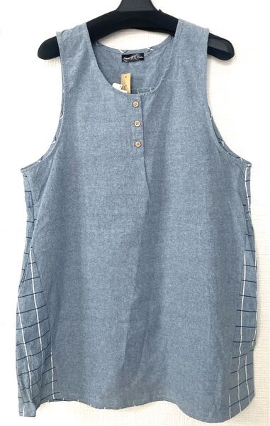 Nanan Clothing チェック柄×デニム柄エプロン新品タグ付き