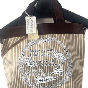 キャット猫モチーフ トートバッグ ベージュ新品タグ付きプレゼントにも!