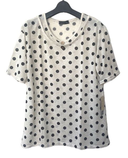 La blarnu アイボリードット 半袖Tシャツ M-L 新品タグ付