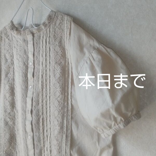 アースミュージックアンドエコロジー ふっくらパフスリーブ レースブラウス