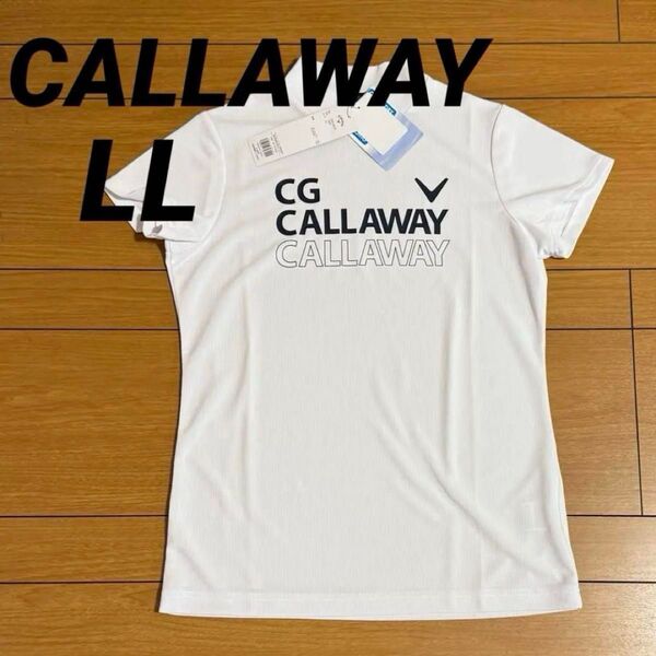 CALLAWAY キャロウェイ レディース ゴルフウェア 半袖 モックネックシャツ LL ホワイト