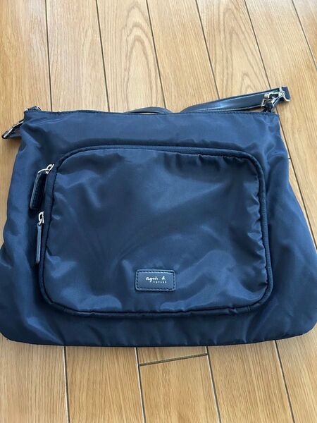 アニエスベー agnes b トートバッグ ショルダーバッグ レディース 収納 ネイビー ナイロン 通勤2way ハンドバッグ