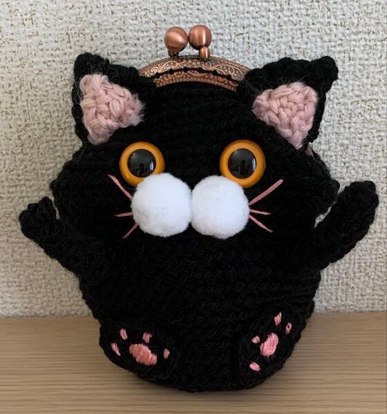 黒猫さん がま口ポーチ No.3
