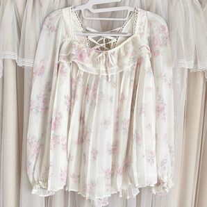 LIZLISA リズリサ 花柄シフォン長袖チュニック