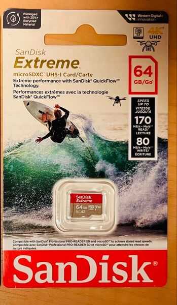 【本物】SanDisk Extreme microSDXC UHS-I 64GB V30 A2
