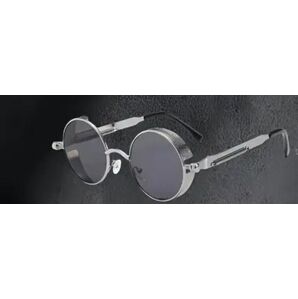 YN1735339Sダーク 会長のサングラス レノン風丸メガネ