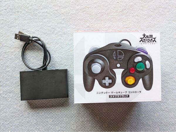 ニンテンドー ゲームキューブ コントローラ スマブラブラック CYBER・GCコントローラー変換アダプター SWITCH用