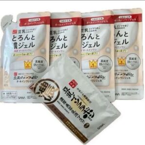 なめらか本舗 豆乳イソフラボン とろんと濃ジェル つめかえ用 100g×4個今だけオマケ付きなめらか本舗 濃厚美容乳液マスク1枚
