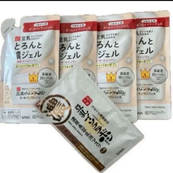 なめらか本舗 豆乳イソフラボン とろんと濃ジェル つめかえ用 100g×4個今だけオマケ付きなめらか本舗 濃厚美容乳液マスク1枚