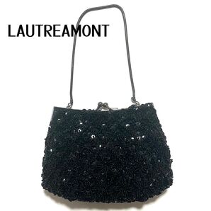 ★新品 未使用★LAUTREAMONT ブラック ビーズ×スパンコール パーティーバッグ