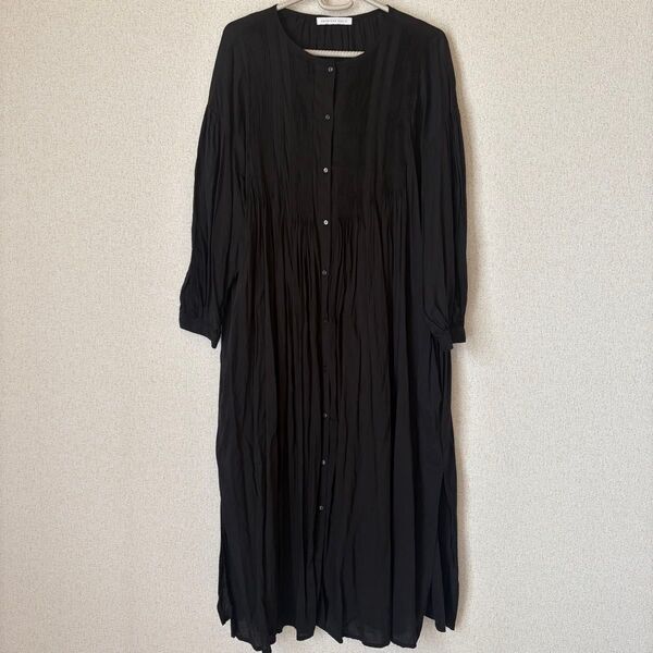 【美品】AMERICAN HOLIC 長袖 ワンピース ロング丈 ブラック ロングシャツ リネン風ワンピース