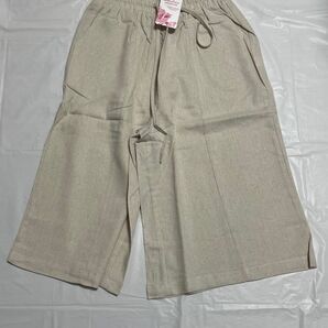 Rosemadam リネン ガウチョパンツ ワイドパンツ 七分丈 ベージュ フリーサイズ 未使用
