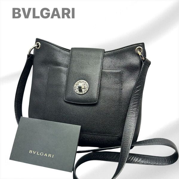 BVLGARI ブルガリ ショルダーバッグ クロスボディ クロス掛け 斜め掛け ロゴリング ターンロック レザー ブラック 黒