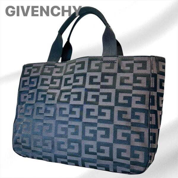 GIVENCHY ジバンシィ ハンドバッグ トートバッグ キャンバス レザー Gロゴ 総柄 ダークブラウン ブラック バイカラー