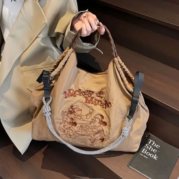 新品!刺繍柄 2way トート バッグ エコバッグ ディズニー ミッキー ミニー