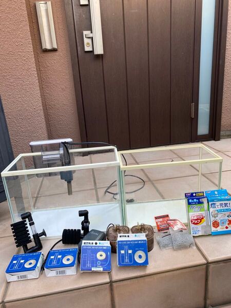 水槽セット まとめ売り GEX小型水槽セット2個 外掛けフィルタースリムミニ スポンジフィルター2つ エアーポンプ 濾過