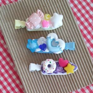 3個セット ヘアクリップ ハンドメイド ヘアアクセサリー