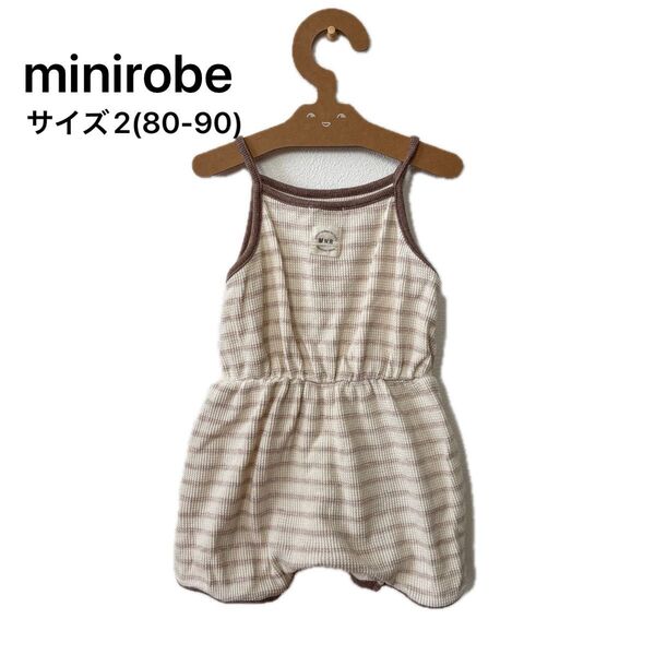 minirobe キャミロンパース サイズ2(80-90) ベージュ ワッフル生地 韓国子供服