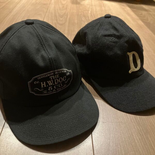 H.W.DOG & CO. ブラックベースボールキャップ 帽子 キャップ ブラック 黒 スナップバック フリーサイズ アメカジ系